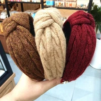 autumn and winter korean hair band knitted knotted headband retro high end wool hair bundles simple wide brimmed hair ornaments