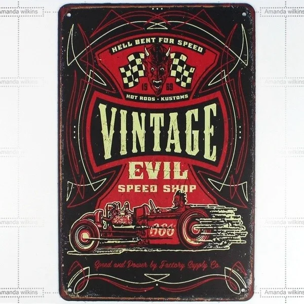 

Novelty Signmetal Tin Sign 20*30 cm vintage evil speed shop stier Decor Bar Pub Home Vintage Retro Poster comic stier