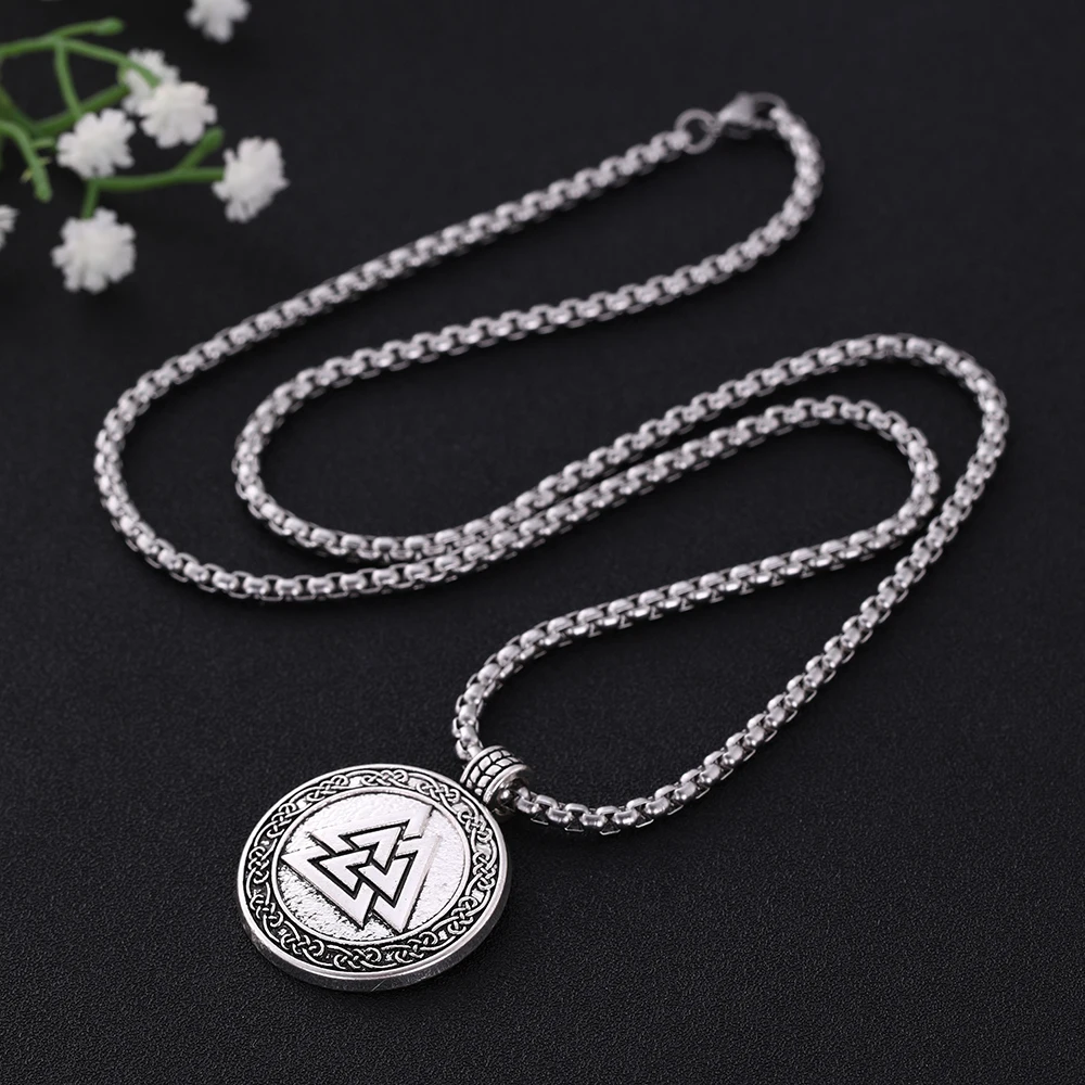 Винтажное мужское ожерелье LIKGREAT скандинавский круглый кулон цепь из нержавеющей