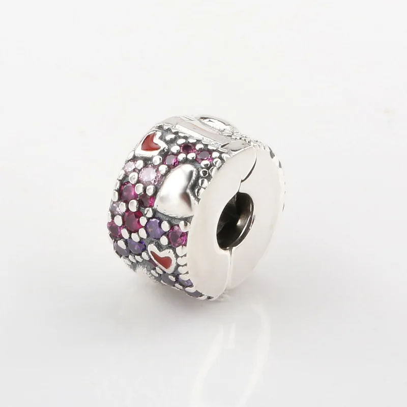 

S925 sterling silver fixing clip love positioning buckle Beads Fit Original Bracelet Pendant DIY Jewelry Charms Gift