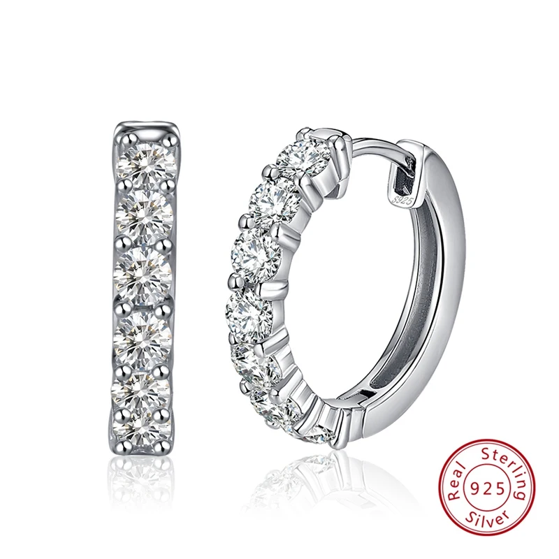 ORSA JEWELS Аутентичные 925 пробы серебряные серьги-кольца для женщин AAA кубический циркон круглые серьги модные ювелирные изделия подарок SE81 - Цвет камня: SE82