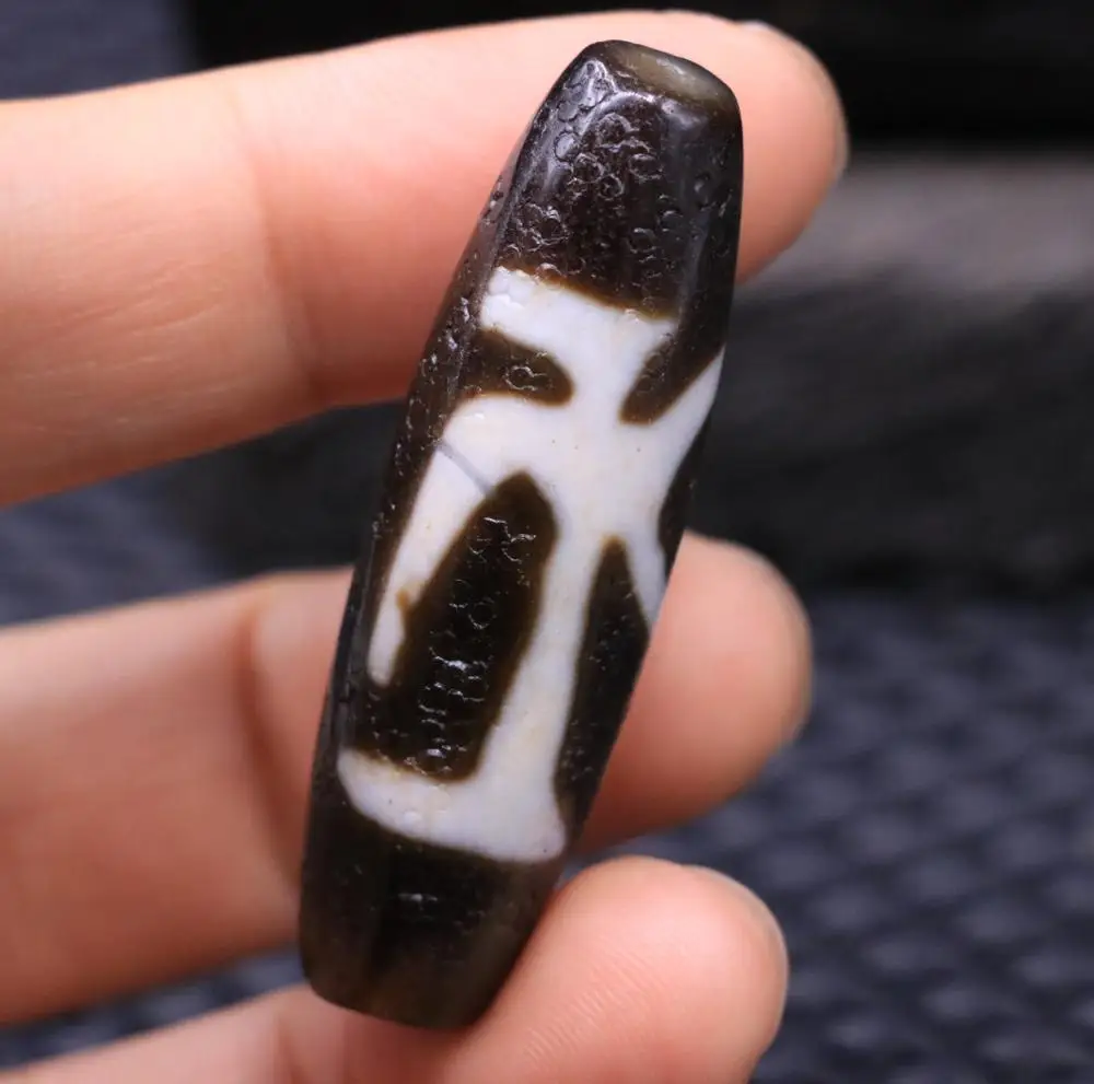 AA + уникальный образец энергии Тибетский Старый Агат Ом слова 2 глаза DZI Амулет из