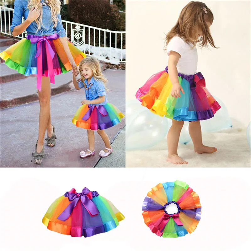 

Радужная юбка-пачка FAFA, мини-юбка для маленьких девочек, фатиновая юбка для танцев вечерние вечеринок, одежда для девочек, детская модная од...