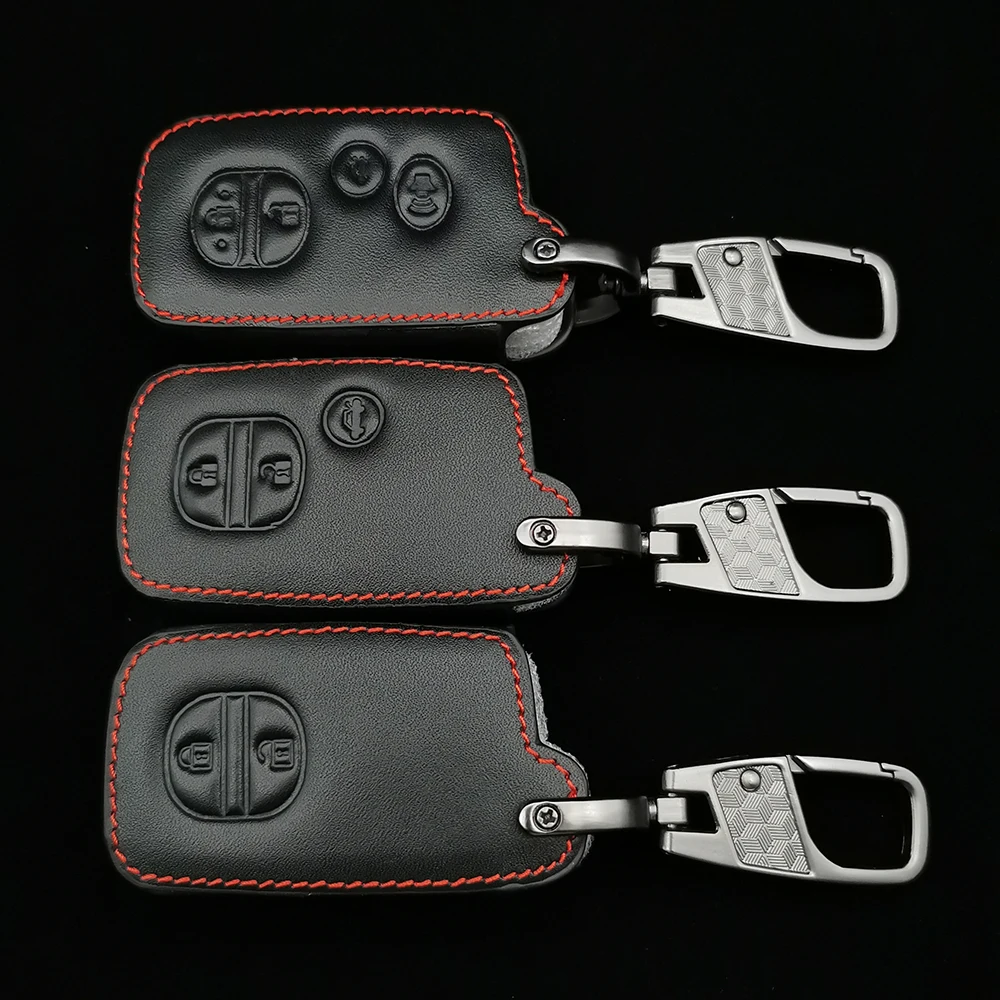 

Leather Car Key Case For Toyota Camry Avalon Rav4 2013 2014 2015 2/3/4 Button Keyless Remote Smart Key Protector Cover Keychain