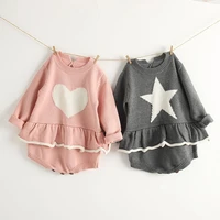 autumn and winter fund girl boy baby knitting clothes baby love stars long sleeved rompers 0 3 years