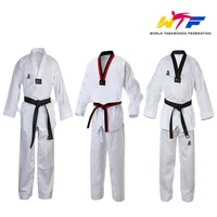 traditional white wtf taekwondo basic uniform kids adult taekwondo suit gi dobok wtf uniform training clothes v neck uniforms