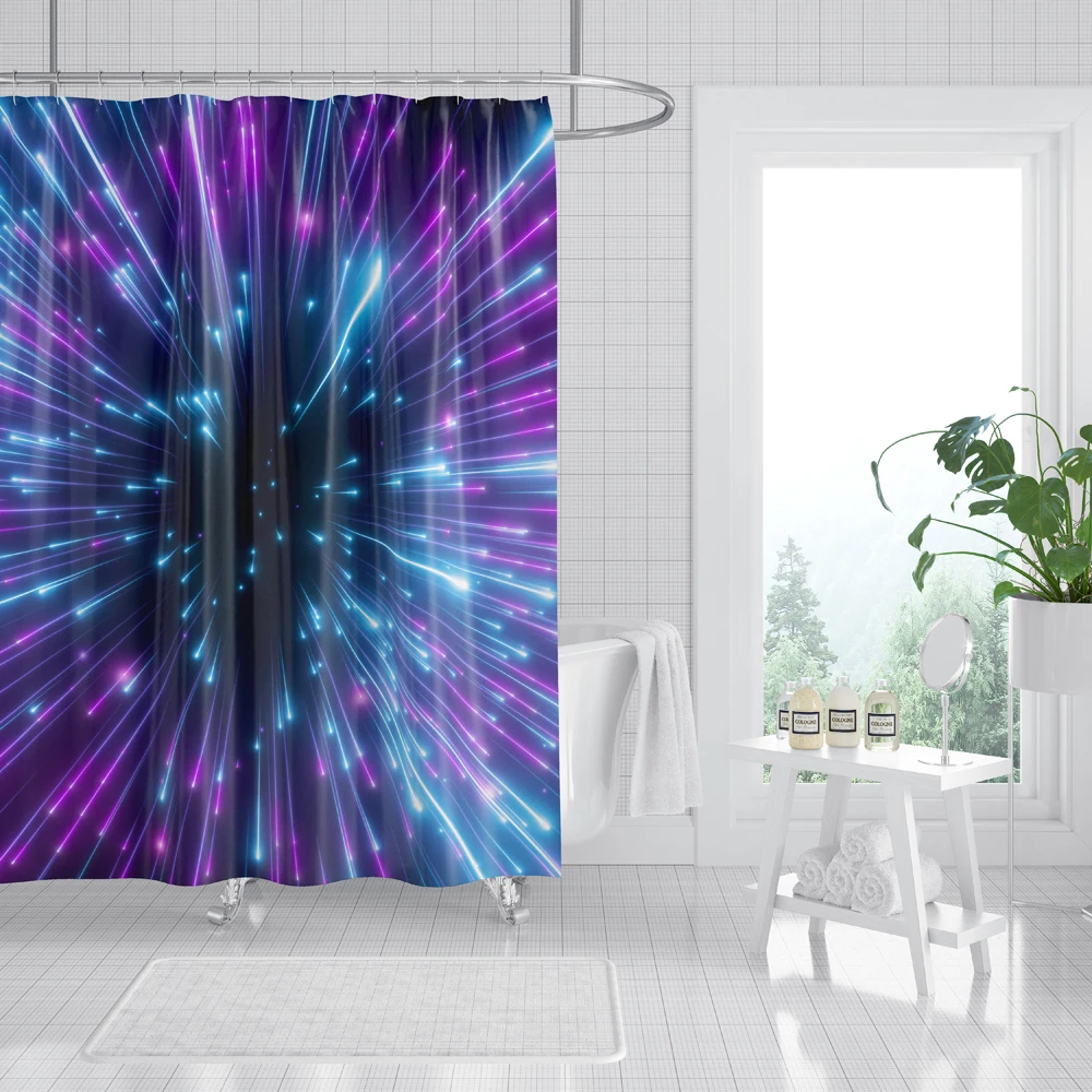 Cortinas de ducha psicod&eacute;licas para el hogar, juego de cortina de ducha de lujo de poli&eacute;ster, resistente al agua, decoraci&oacute;n de ba&ntilde;o-4