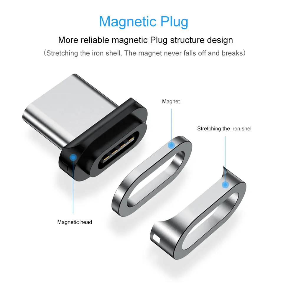 3A Magnetic Type C Charger Data Cable for Samsung Galaxy S21 S20 Ultra S10 S10e S9 S8 Plus Note 20 10 9 A20 A30 A40 A50 A60 A70 | Мобильные