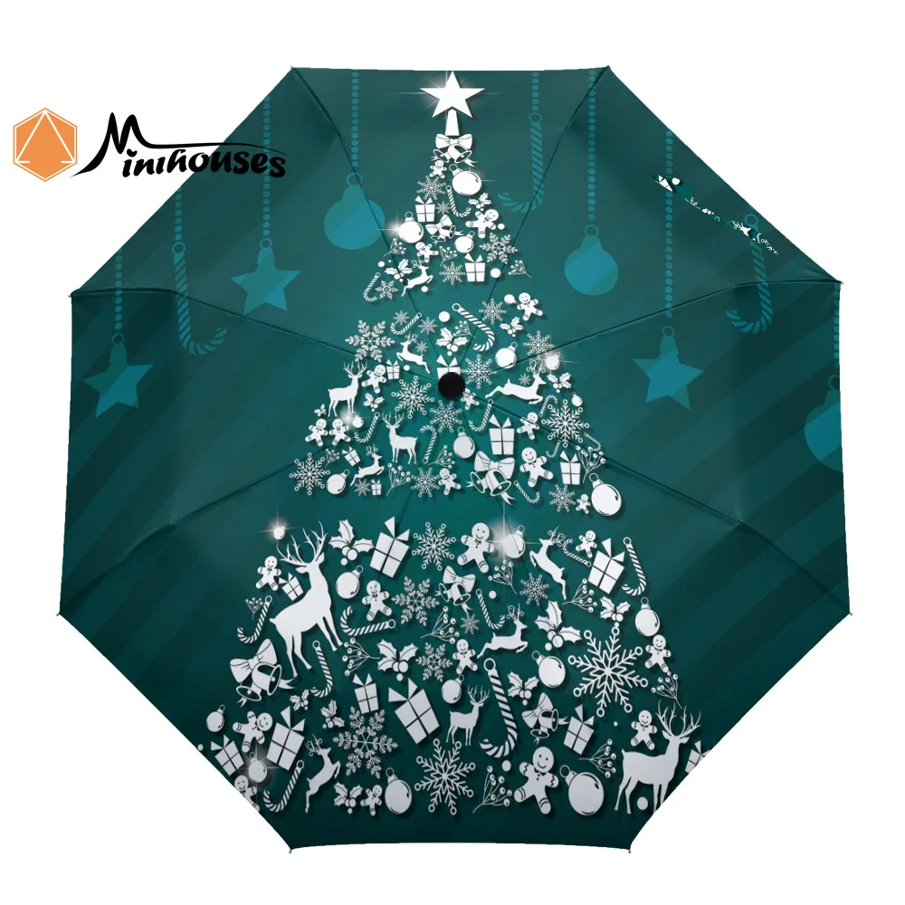 Фантазия Рождественская елка трехскладной Зонт ветростойкий складной полностью