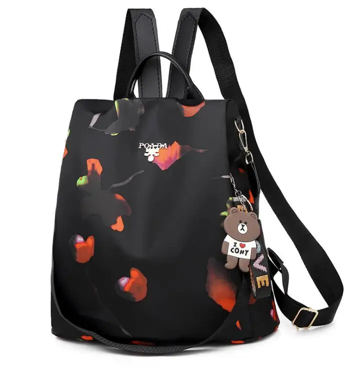 Black flower metal Mochilas mujer новая ткань Оксфорд водонепроницаемый студент сумка Повседневная Рюкзак женские уличные сумка mochila feminina CL05 - Цвет: Black flower metal