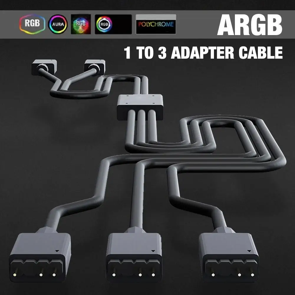 

3 Pin RGB Adapter Cable 1 to 3 Connector Cable Flexible Durable Splitter Cable For Addressable LED Strip Light Fan