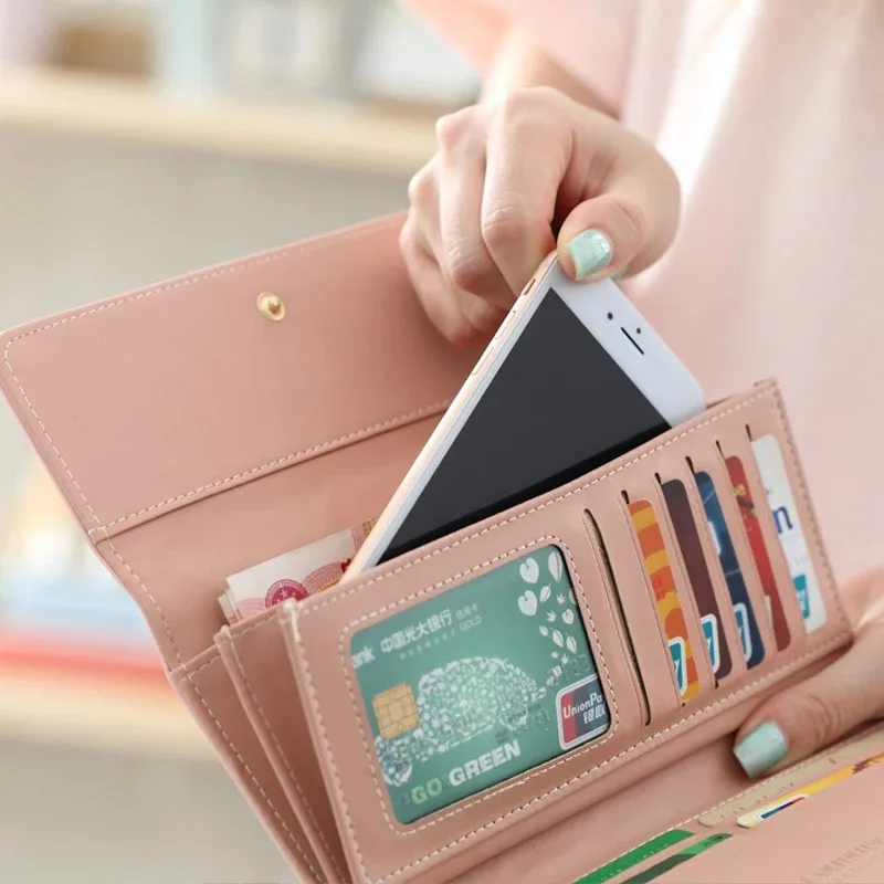 Женские кошельки в клетку Длинный кошелек из искусственной кожи сумка для