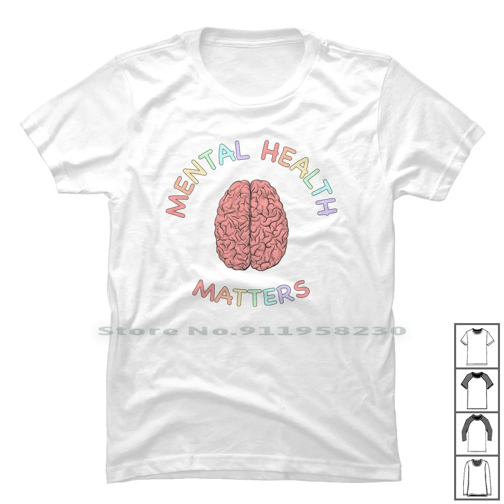 Футболка из 100% хлопка с надписью умственное здоровье