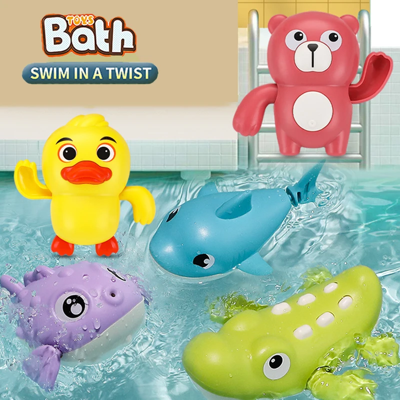 

Baby Beach Cartoon Water Spray Submarine Shark Kids Bath Toy Wind Up Chain Bathing Clockwork Toy Swimming Bathtub Play Water Toy