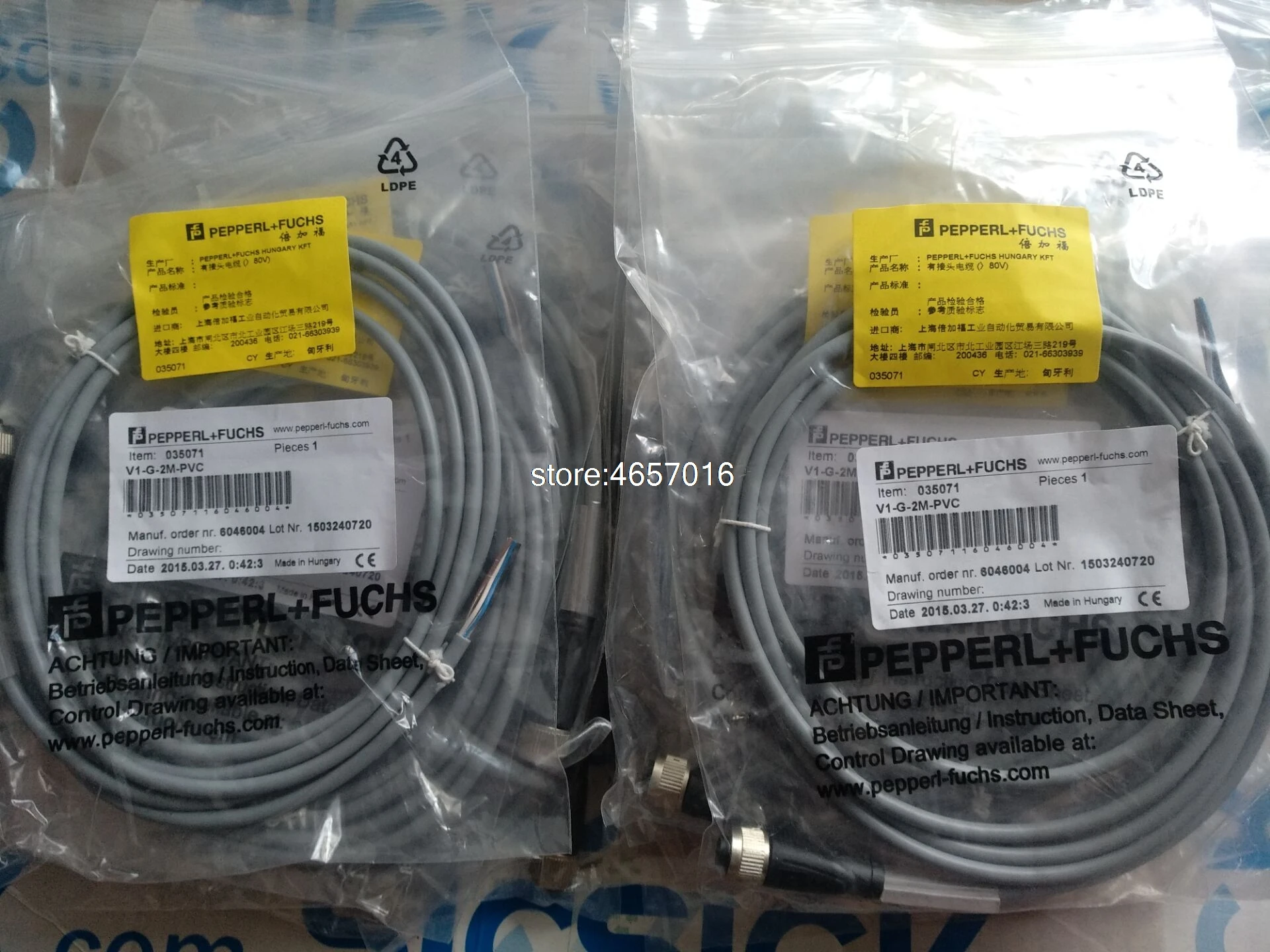 

Free shipping 2PCS V1-G-2M-PVC P+F Female Connector M12 4-pin PVC Cable for Sensor