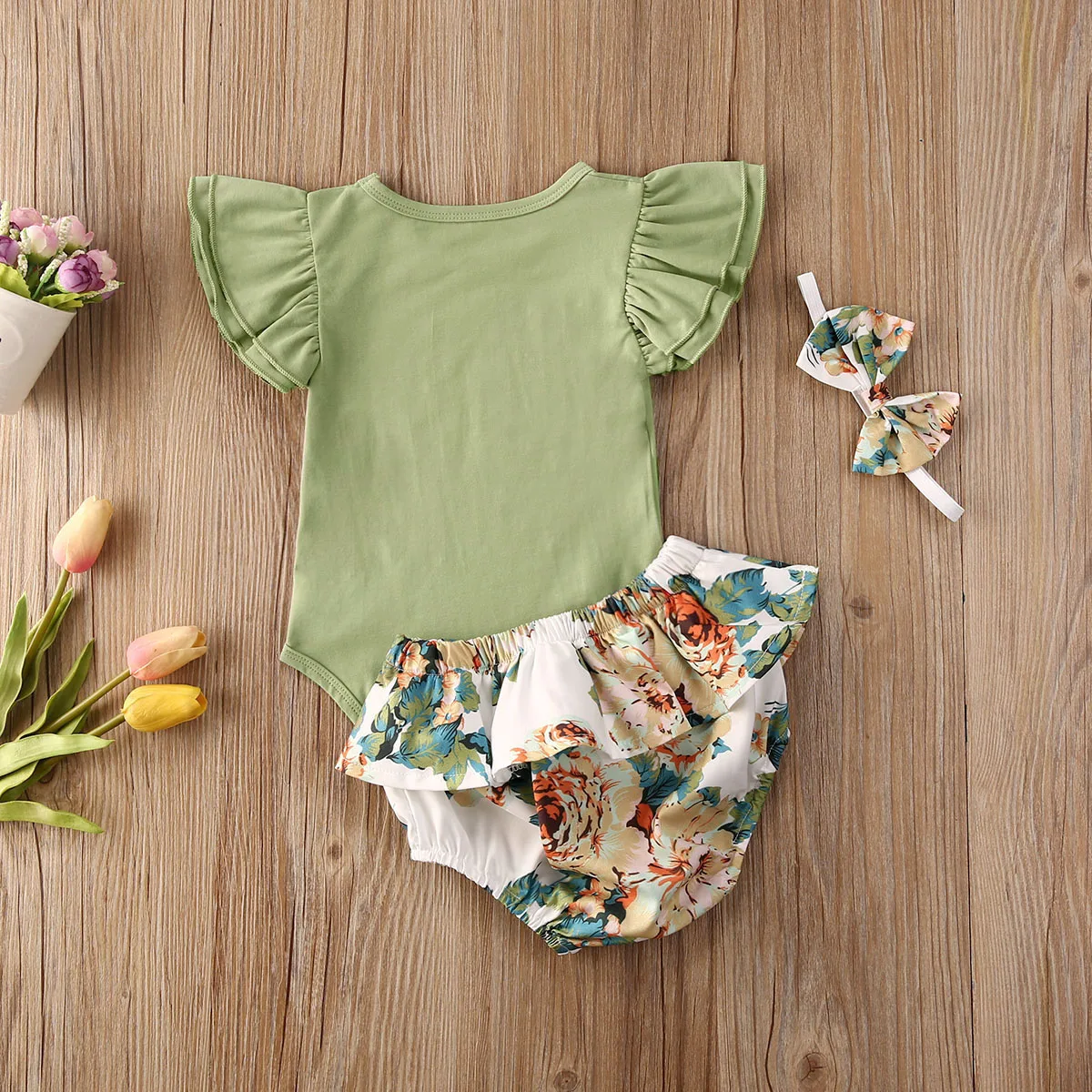 Летние шорты для новорожденных девочек 3 шт. наряд боди без рукавов короткие