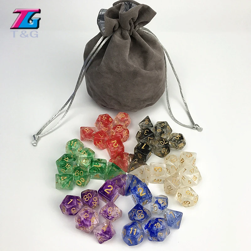 42 шт./пакет многогранные туманности игральные кости для игры DnD plus сумка d4 d6 d8 d10 d12