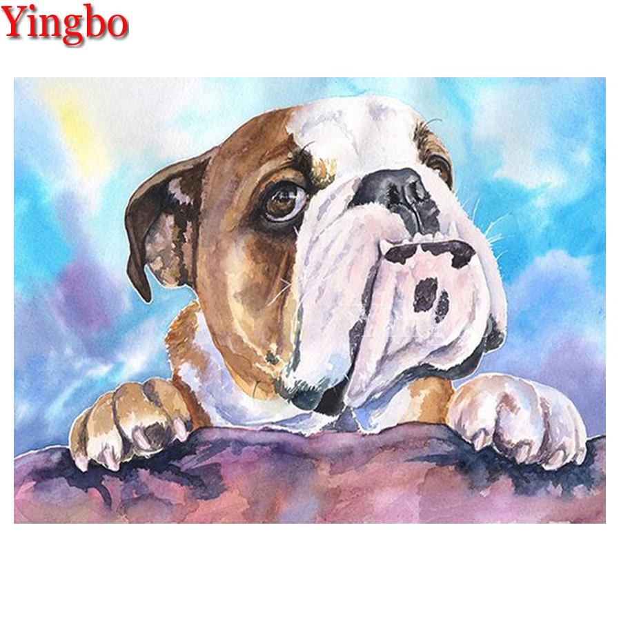 Diamond Painting Full Round English Bulldog Picture Of Rhinestone Diamond Embroidery 5D Cross Stitch Kit Paint with Diamond Art 5D DIY Diamond Painting for man