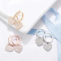 trendy crystal heart drop small hoop dangle earrings for women korean fashion accessories gold jewelry cute party gift new 2021
