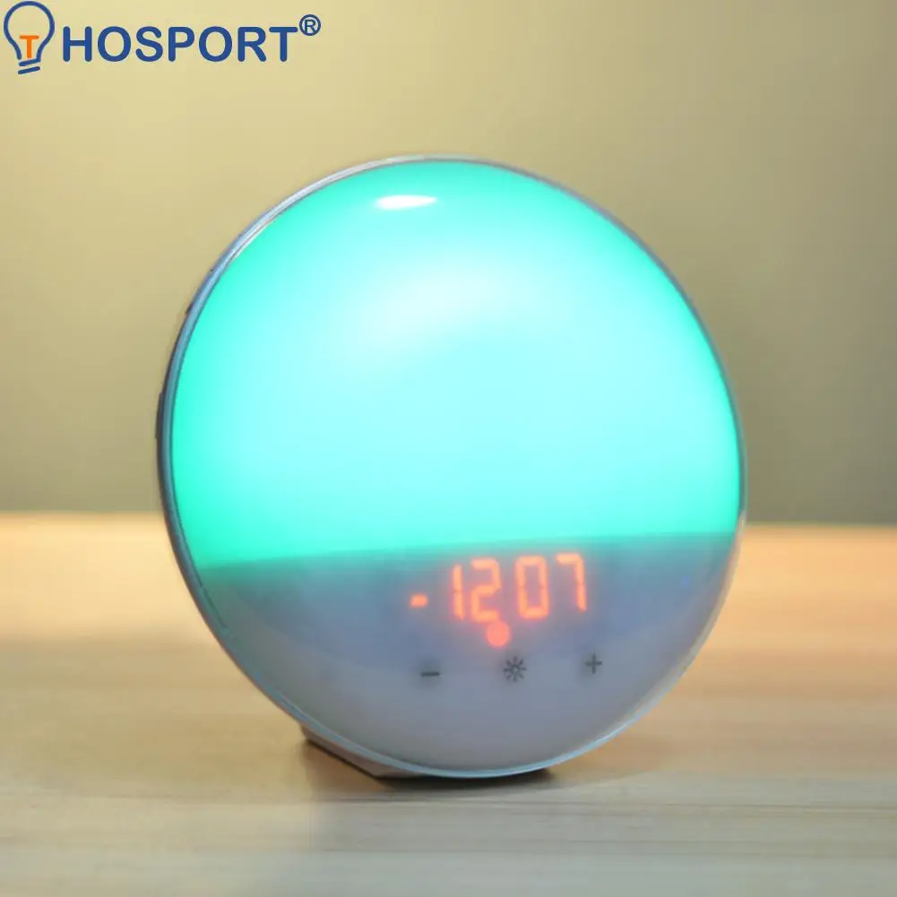 

Smart Wake Up Light Digital Alarm Clock App Control with 7 Colors Sunrise Sunset LED Lamp Snooze Clocks Nature Music Table Stand