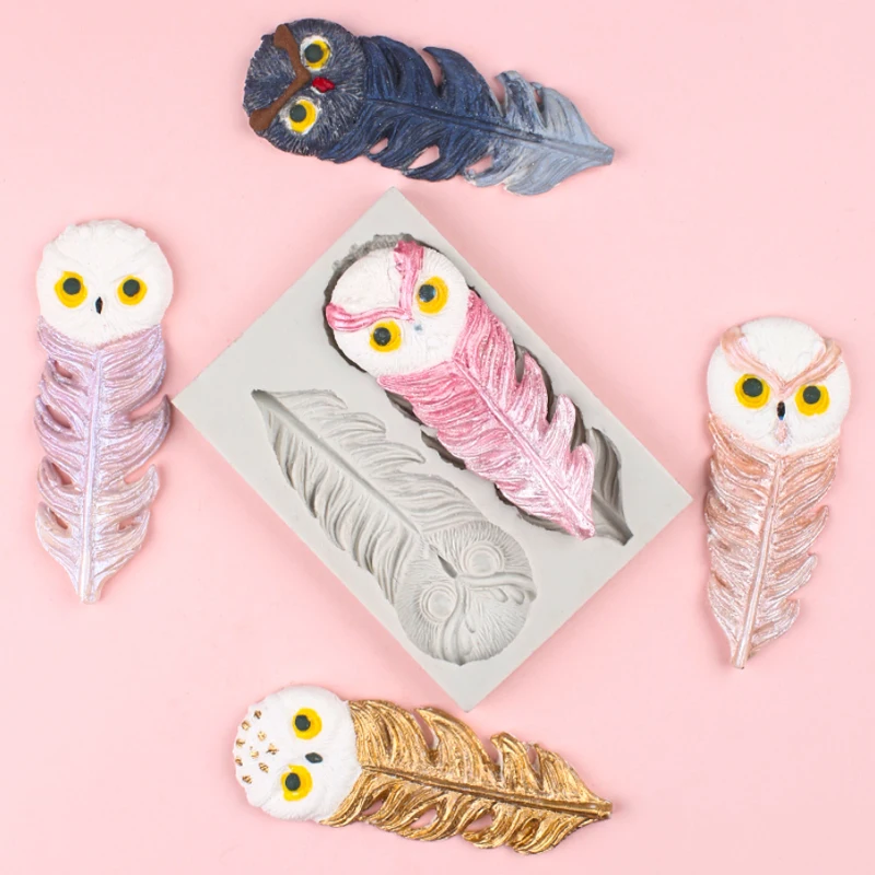 Форма в виде совы и пера силиконовая форма инструмент для украшения торта