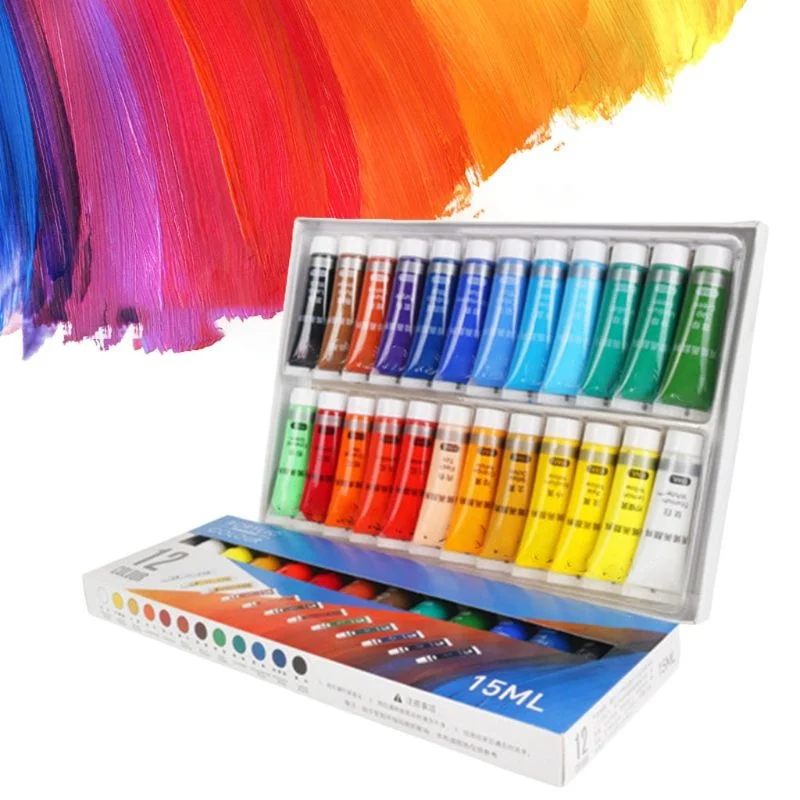 

Professional acrylic paint 12 / 24 color 15ml tube painting pigment hand-painted wall painting DIY artist