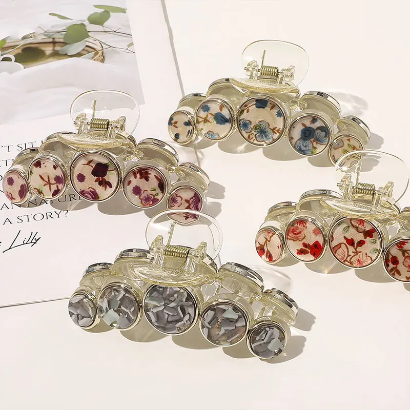 

Модные мраморные леопардовые женские заколки с цветочным принтом, геометрические ацетатные заколки для волос, заколки для макияжа ручной р...