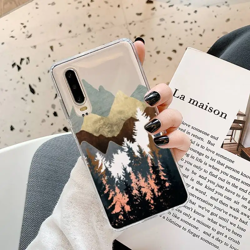 

Mountain Marble Moon Phone Case Transparent for Samsung A71 S9 10 20 HUAWEI p30 40 honor 10i 8x xiaomi note 8 Pro 10t 11
