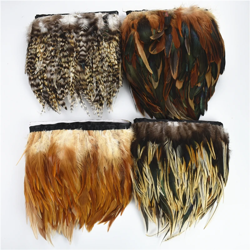

1Meter Natural Peacock Rooster Pheasant Feather Trim Decoration Feathers for Crafts on Tape Fly Tying Materials Ribbon DIY Decor
