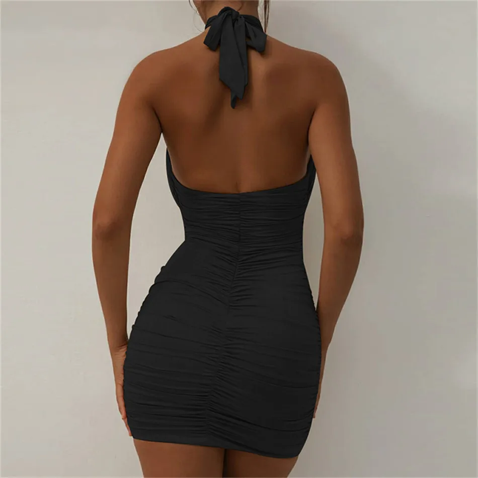 

Female Prom Dresses Fashion Neck-Mounted Sexy Hollow Backless Sheath Dress Women's Clothing 2021 Summer FREE SHIPPING