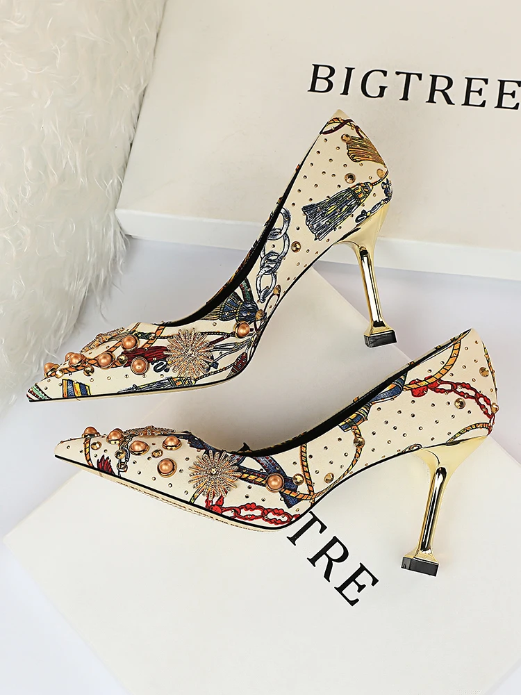 В богемном стиле Стиль женская обувь на высоких каблуках туфли шпильках с