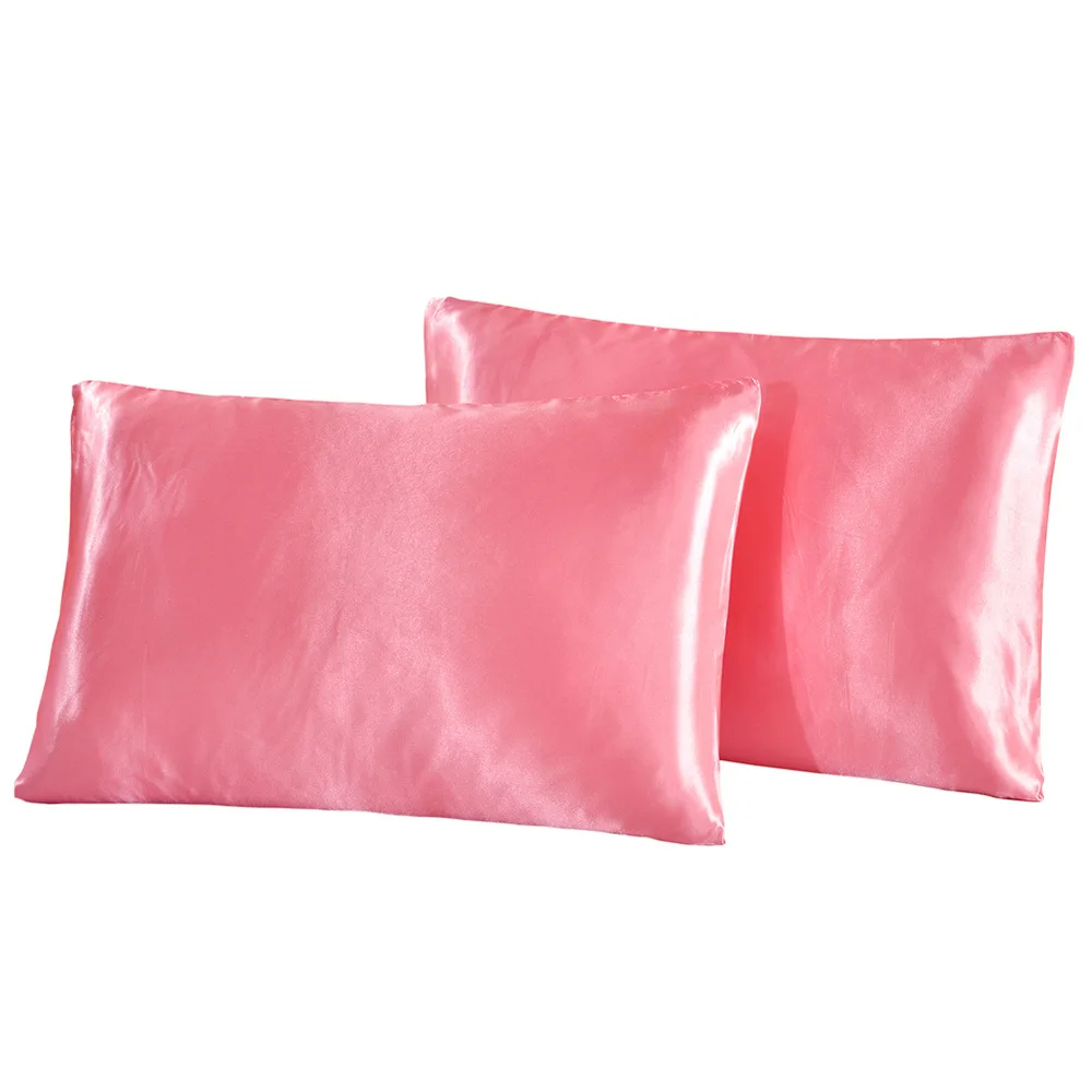 

2pcs Satin imitation Silk Pillowcase Top Quality Pillow Case Silk Pillow 51x76cm safety No zipper 8colors to choose for dropship