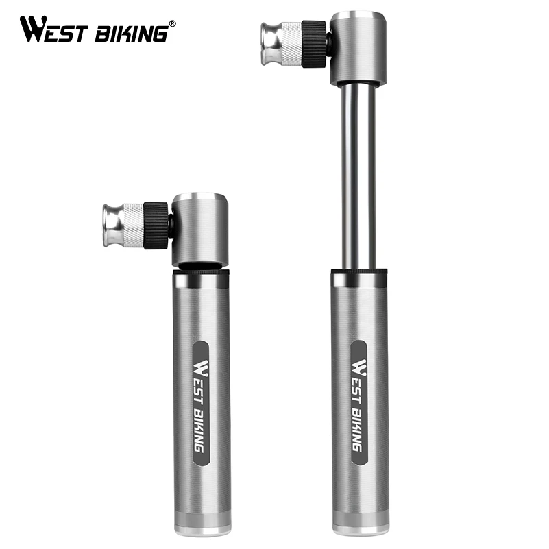 

WEST BIKING Mini Portable Aluminium Alloy Bicycle Air Pump Bike Tire Inflator Super Light Accessories MTB Road Bike Cycling Pump