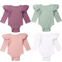 2021 baby spring autumn clothing newborn infant baby girls boys ruffles long sleeve bodysuit robbed solid jumpsuits outfit set