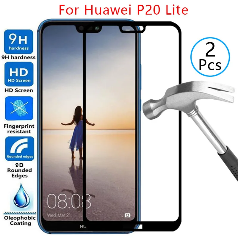 Защитный экран 9d чехол из закаленного стекла для huawei p20 lite huawey p20lite p 20 20p легкий