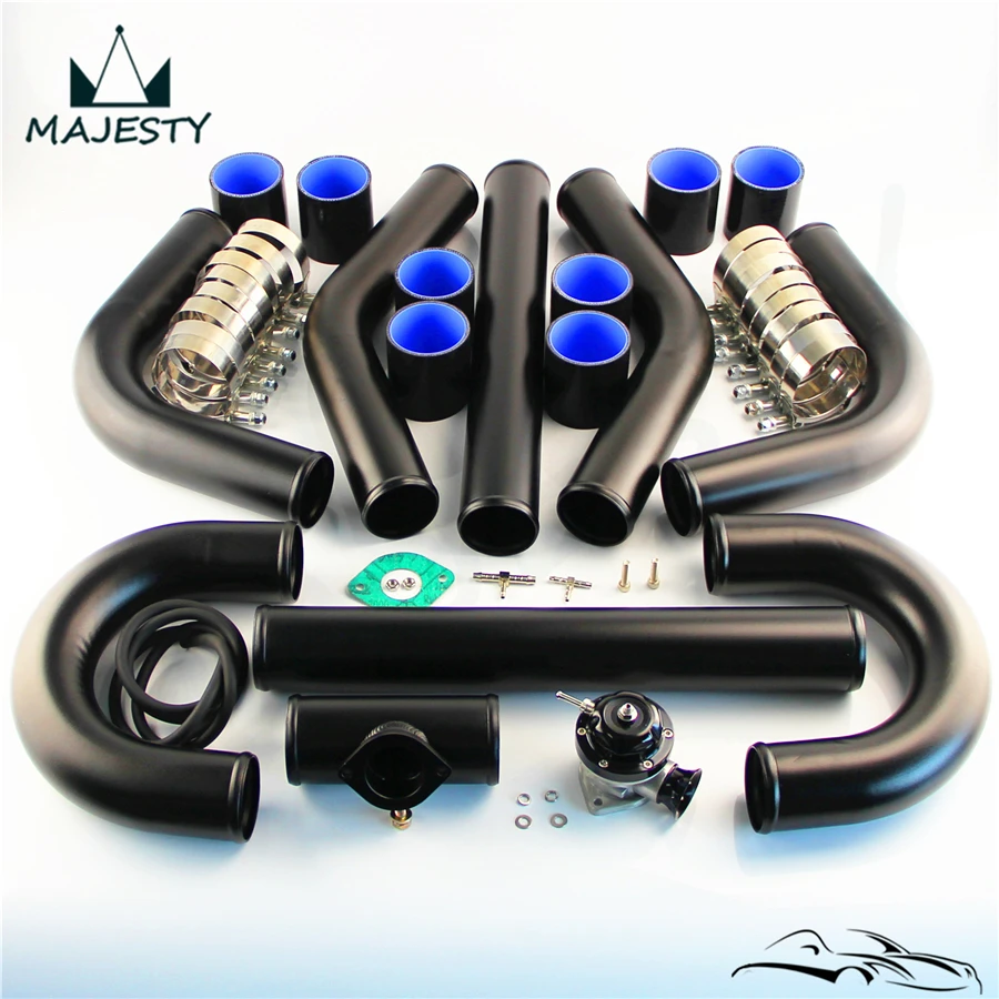 

8PCS 2" 51mm Universal Intercooler Pipe Piping Kit + BOV Turbo Blow Off Valve Kit Black