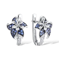 fashion flower hoop earrings for women accessories wedding jewelry girl gift elegant rhinestones crystal earrings