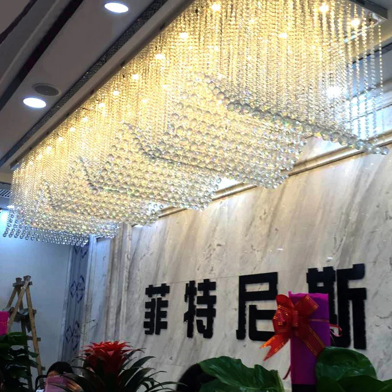 

Wave Design Large Crystal Chandelier Modern Villa Lamp AC110V 220v LED Cristal Foyer Lights,Long Hotel Chandeliers