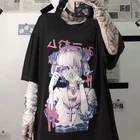 Готическая женская футболка HOUZHOU 2021, винтажный Топ большого размера в стиле Харадзюку, женская летняя одежда, футболка в стиле аниме, футболка большого размера