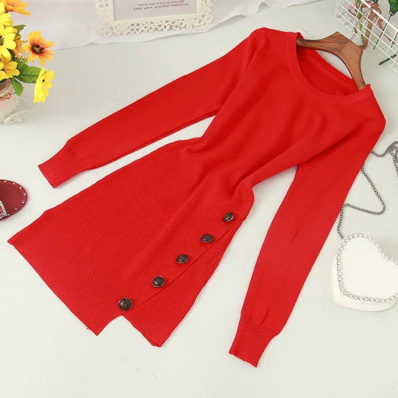 Fitaylor осеннее трикотажное платье-свитер для женщин офисное женское тонкое платье