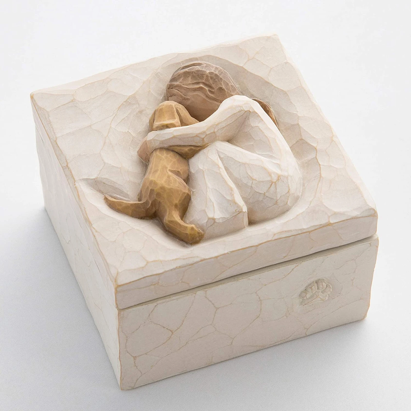 

Small Sculpted Carved Hand-Painted Keepsake Box for Jewelry Friendship