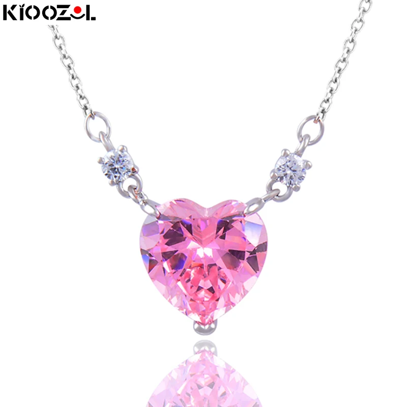 

KIOOZOL 2021 New Arrival Clear Crystal Charm Love Heart Pendant Choker Necklace for Women Fashion Hot Selling Jewelry 335 DP1