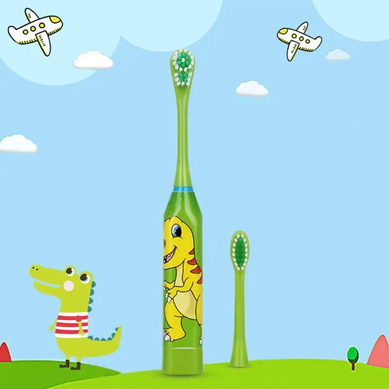 Мультяшная Детская электрическая зубная щетка двухсторонняя для детей с 1