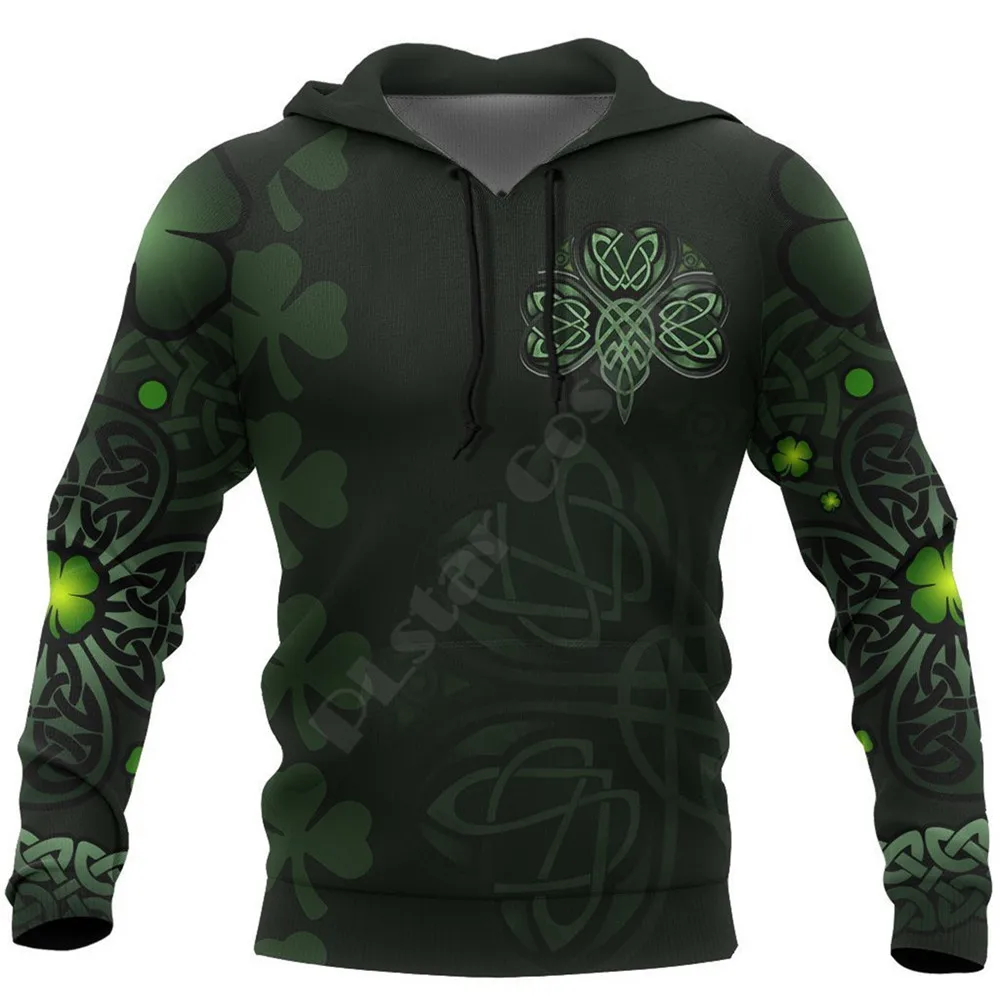 Худи с 3D-принтом ирландский шамрок пуловер для мужчин и женщин свитшоты модные