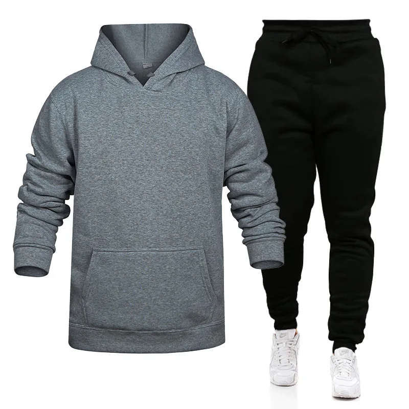 

2021Fall/Winter Men's Suit Fleece Loose Sweater and Pants Two-piece Running Sports Leisure Tracksuit Men Outfit Set Men Clothes