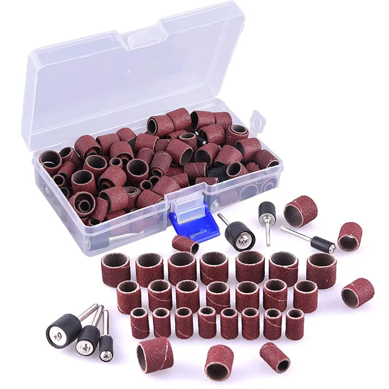 132pcs/set 120 Grit Drum Sanding Kit 1/2 1/4 3/8 Inch Sand Mandrels Fit for Dremel Nail Drill Rotary Tools | Инструменты