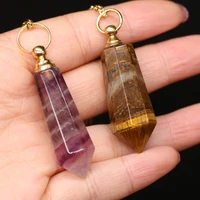 new hexagon pillar perfume bottle necklaces natural crystal stone essential oil diffuser pendant women men healing jewelry gift