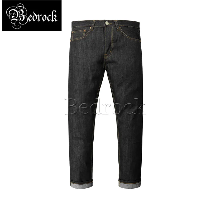 unwashed selvedge harajuku retro original color trousers pure cattle jeans straight loose red line denim jeans for men