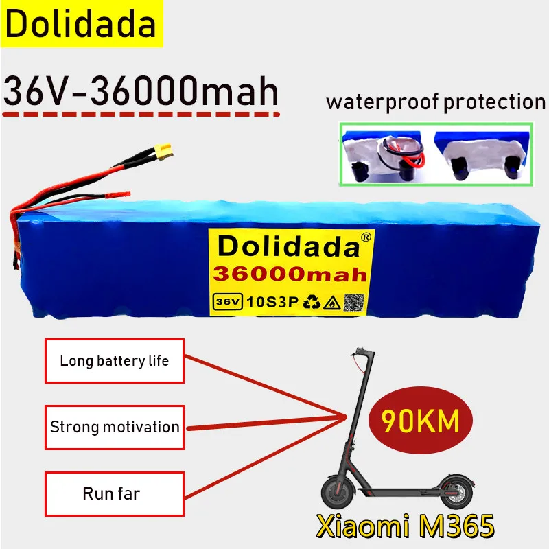 

new high power 36V battery 10S3P 36Ah xiaomi M365 battery pack 36000mAh for Ebike electric bicycle with BMS