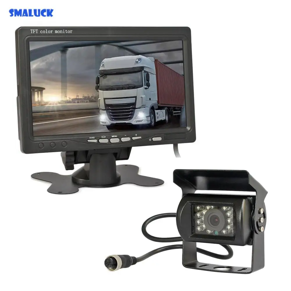 SMALUCK DC 12В-24В 7-дюймовый TFT ЖК-монитор для автомобиля + 4-контактный IR ночное видение |